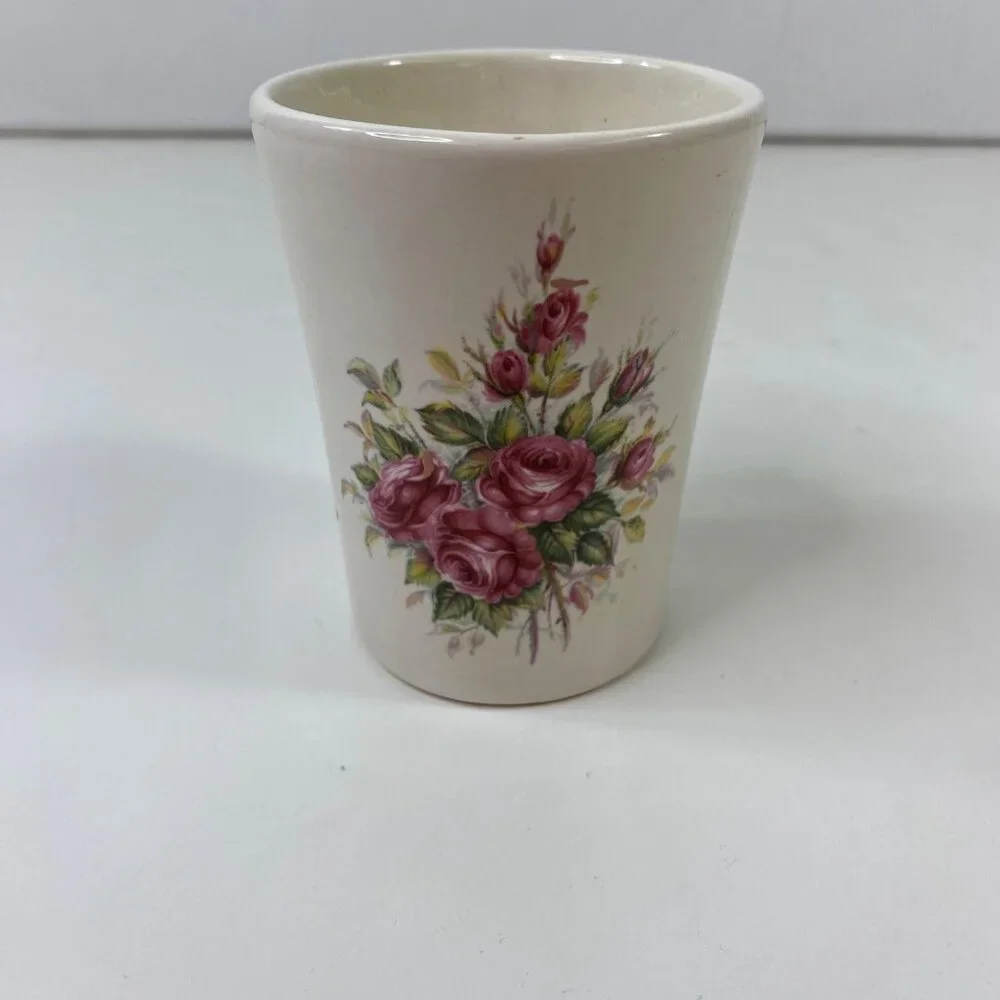 Vintage VB Athena Floral Shaving Mug Brush Holder & Soap Dish Set Vintage